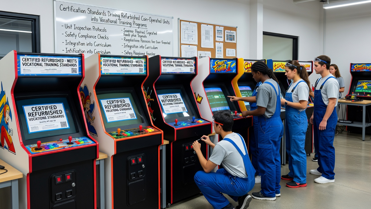 Zertifizierte Geräte in einem asiatischen Ausbildungszentrum für Münzautomaten-Technik
