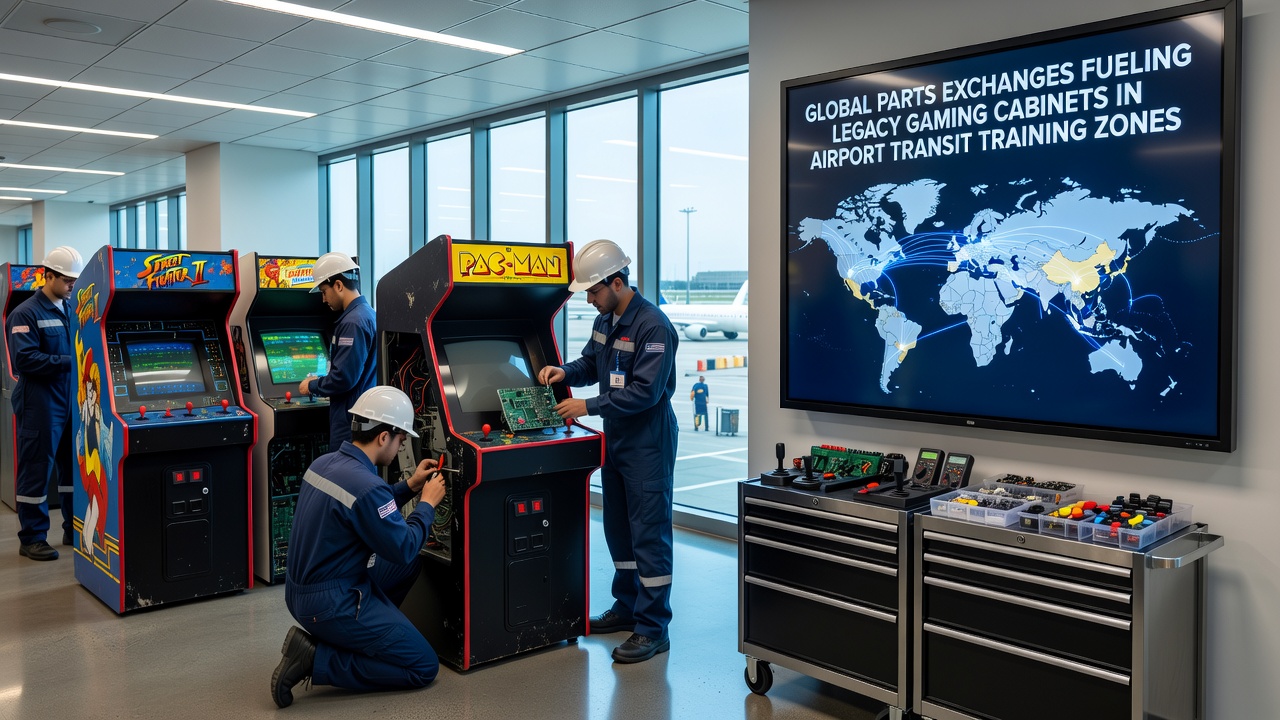 Komponentenlieferungen für alte Gaming-Kabinette in internationalen Flughafen-Trainingsbereichen